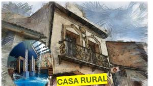 a painting of a building with a window at Hotel Casa Rural SPA La Villa in Ávila