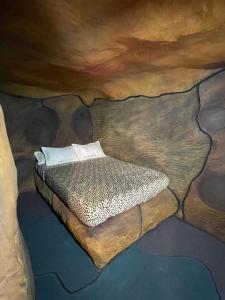 une peinture d'un lit dans une grotte dans l'établissement Caverna El Mirador - La Mesa, à La Mesa