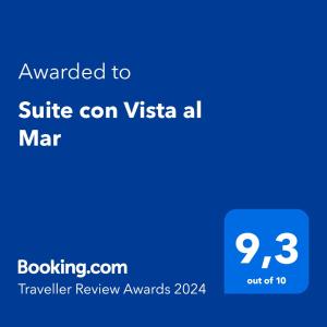 Сертификат, награда, табела или друг документ на показ в Suite con Vista al Mar