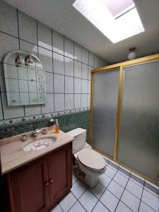 een badkamer met een toilet en een wastafel bij Casa Chapultepec-Morelia in Morelia