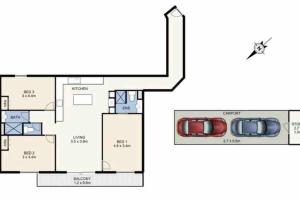 a floor plan of a house at South Brisbane modern apartment in Brisbane
