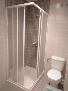 een badkamer met een douche, een toilet en een wastafel bij 3 bedrooms appartement with terrace and wifi at Briones in Briones