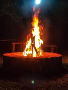 uma fogueira a meio da noite em Coorg view estate Homestay em Madikeri