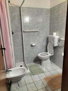 łazienka z toaletą i umywalką w obiekcie Albergo ristorante Elena w mieście Lido delle Nazioni
