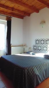 Ziano Piacentino的住宿－Villa Luisa，一间卧室配有一张带蓝色棉被的床
