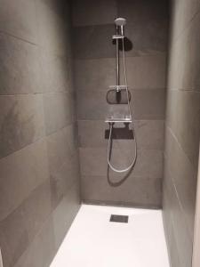 a shower with a shower head in a bathroom at La Tour Grégoire in Clermont-Ferrand