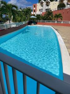 ein großer Pool mit blauem Wasser in der Unterkunft TI BONHEUR DE TARTANE in La Trinité
