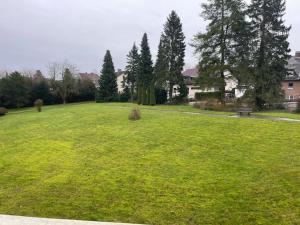 a large field of grass with a bench in it at 1 Zimmer Appartement in Bad Rothenfelde in Bad Rothenfelde