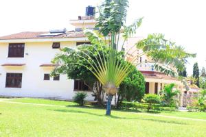eine Palme vor einem Gebäude in der Unterkunft Swahili House Mweru villa in Mombasa