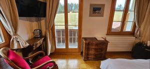 TV a/nebo společenská místnost v ubytování Miramont Horse Trekking Hostel