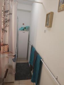 bagno con asciugamani appesi a una parete di Le Francorsicat a Serra di Ferro