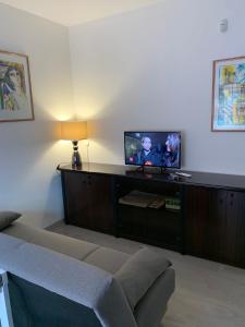 泰爾米尼伊梅雷塞的住宿－Albachiara Termini，带沙发和平面电视的客厅