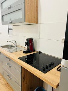 ครัวหรือมุมครัวของ Apartment Central 10A 40qm Wi-Fi free Parking calm back house
