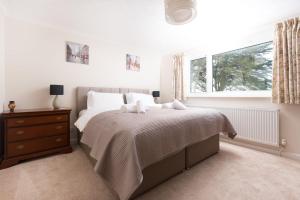um quarto com uma cama e uma janela em Talland Croft em Crantock