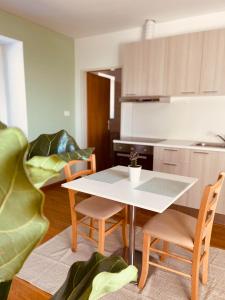 cocina con mesa y sillas en una habitación en Santomas apartments, en Šmarje