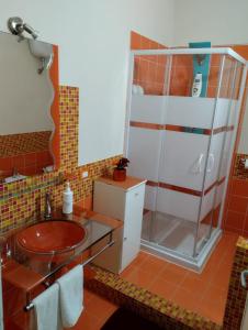 奧塔維拉米利奇亞的住宿－AltaMil Home，一间带水槽和淋浴的浴室