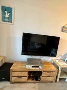 TV a/nebo společenská místnost v ubytování LA BADINE Clim balnéo Plage piscine + 44 fotografií