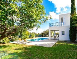 a villa with a swimming pool and a house at Azzurro Holiday Villas in Peyia