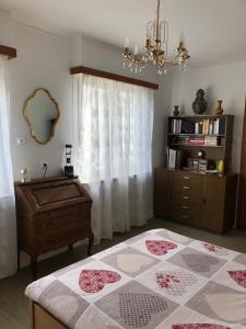 a bedroom with a bed and a dresser and a mirror at Townhouse - Strasbourg Robertsau in Strasbourg