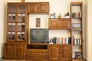 um centro de entretenimento com televisão e livros em 4 bedrooms appartement with wifi at Munebrega em Munébrega