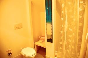 y baño pequeño con aseo y ducha. en 4 bedrooms appartement with terrace and wifi at Barbarano Romano, en Barbarano Romano