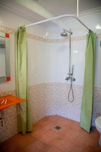 a bathroom with a shower and a sink at Apartamentos Valdecarzana Senda del Oso in San Martín