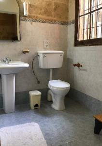 a bathroom with a toilet and a sink at Charming 17th Cent House of Character in the famous 3 Cities, right next to Valletta in Cospicua