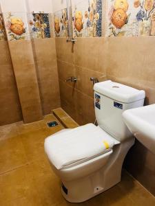 a bathroom with a white toilet and a sink at SRI RAGAVAS LAGOON VILLA in Katunayaka
