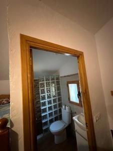een badkamer met een toilet en een wastafel bij El Regajo in Ayora