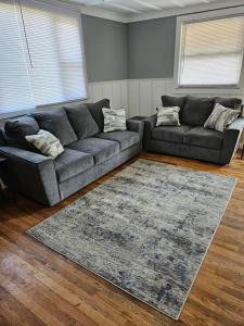 sala de estar con sofá y alfombra en The Circleview Suite!, en Beckley