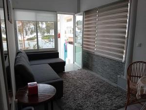 a living room with a couch and a window at Catherine's house in Artemida
