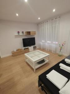 een woonkamer met een tv en een salontafel bij Casa Elisa 3 in León