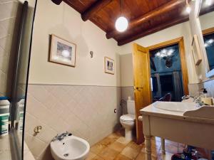 ein Bad mit einem Waschbecken und einem WC in der Unterkunft LA CHOCITA in Aracena
