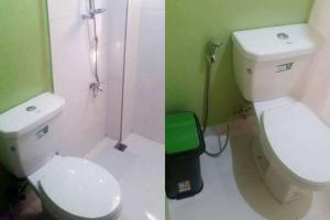 y baño con aseo blanco y ducha. en Jocanai Residences Studio C, en Lusong