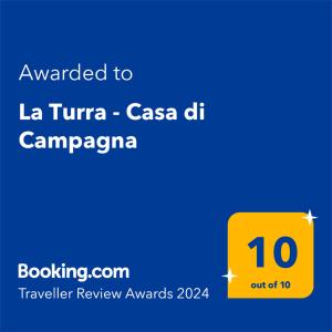 ein Screenshot eines Handys mit dem Text, der an La tulum casa verliehen wurde in der Unterkunft La Turra - Casa di Campagna in Greve in Chianti