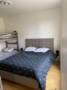 Tempat tidur dalam kamar di Maison de 2 chambres avec terrasse et wifi a Cabourg