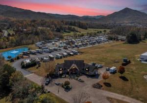 an aerial view of a parking lot with cars parked at Picturesque Family Cabin with Loft in Tennessee in Sevierville
