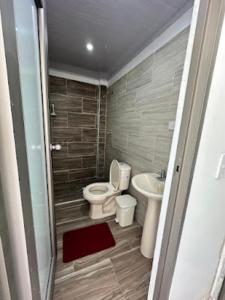 ein kleines Bad mit WC und Waschbecken in der Unterkunft Hotel Casa Cafur in Santa Ana
