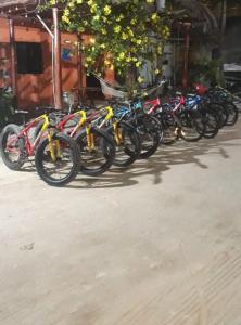 uma fila de bicicletas estacionadas uma ao lado da outra em Pousada, O paraíso secreto em Maragogi