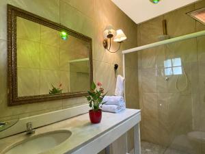 ein Badezimmer mit Waschbecken und Spiegel in der Unterkunft Pousada Villa Provence in Petrópolis + 107 Fotos