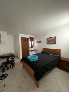 a bedroom with a bed and a desk and a table at JericóHouse apto 202 in Jericó