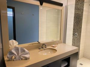 Autohotel Frances : حمام مع حوض ومرآة