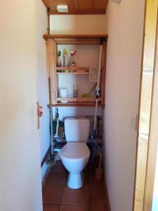 W niewielkim pokoju znajduje się łazienka z toaletą. w obiekcie Gîte de France De la bergerie 2 épis - Gîte de France 4 personnes 104 w mieście Neuvic