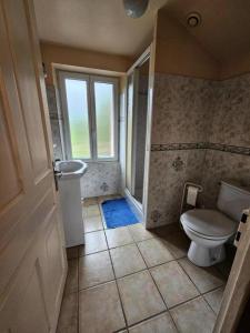 a small bathroom with a toilet and a window at Gîte de France à Bar (Correze) 3 épis - Gîte de France 5 personnes 314 in Bar