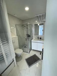 a bathroom with a shower and a toilet and a sink at Résidence Neptune - 2 Pièces pour 4 Personnes 374 in Aix-les-Bains