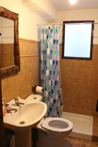 a bathroom with a sink and a toilet and a shower at Casa rural para grupos in Ayora