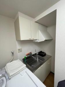 a small kitchen with a sink and white cabinets at ACT Residence No.1 in Tokyo