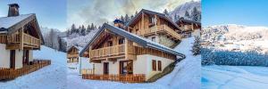 two pictures of a ski lodge in the snow at CHALET LUMI - Chalet CHALET MAGDALENA pour 6 Personnes 624 in Valmorel