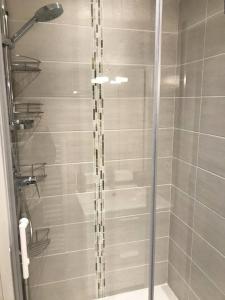a shower with a glass door in a bathroom at Résidence Gentiannes - Appartements pour 5 Personnes 544 in Vars