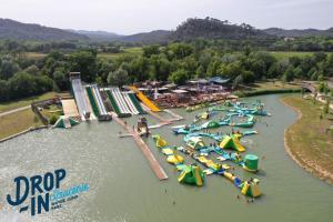 an aerial view of a water park with a bunch of water slides at studio avec terrasse de 20 m2 in Vidauban